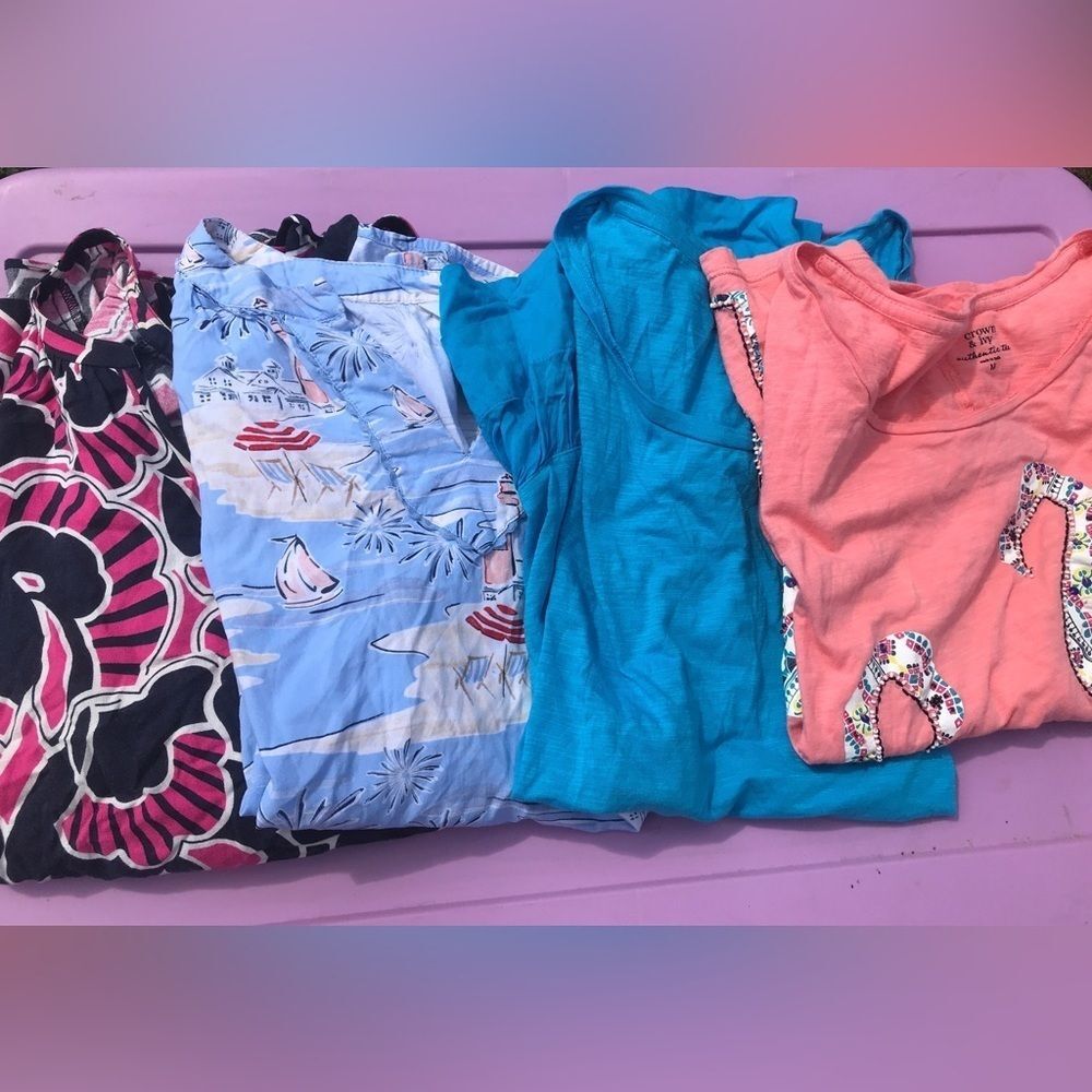 Crown & Ivy Women’s Size medium  Lot Of 4 Colorful Lightweight Summer blouse